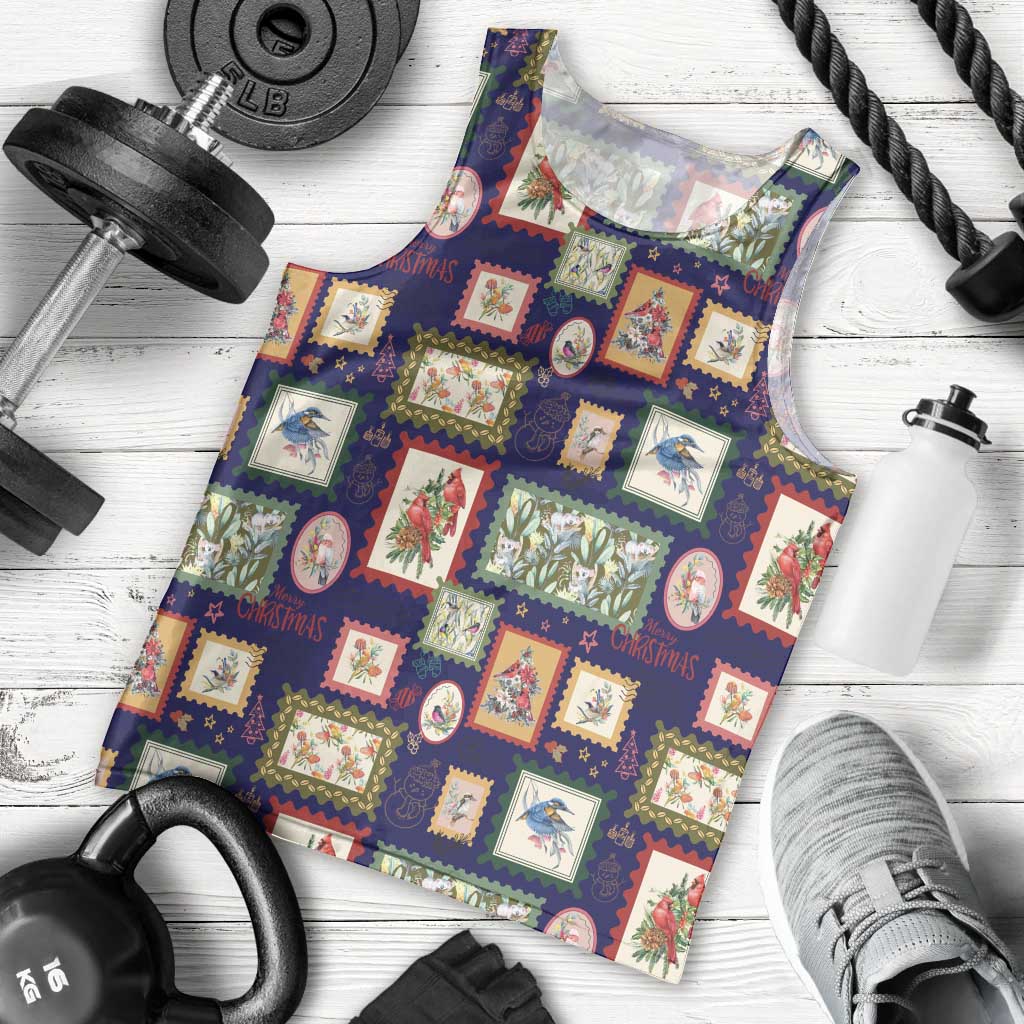 Aussie Birds Christmas La La Land Men Tank Top Navy Blue Vintage Stamp Edition - Aussie Hoodie