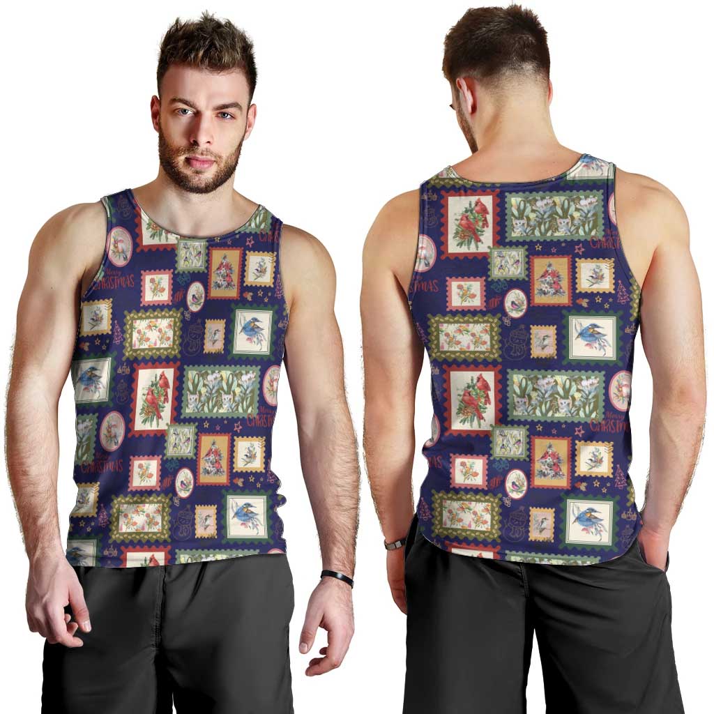 Aussie Birds Christmas La La Land Men Tank Top Navy Blue Vintage Stamp Edition - Aussie Hoodie