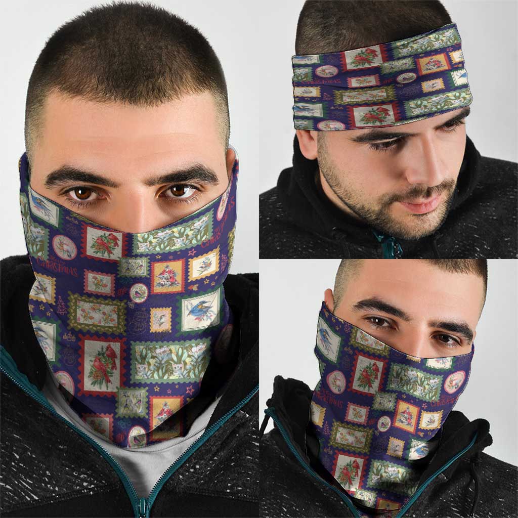 Aussie Birds Christmas La La Land Neck Gaiter Navy Blue Vintage Stamp Edition - Aussie Hoodie