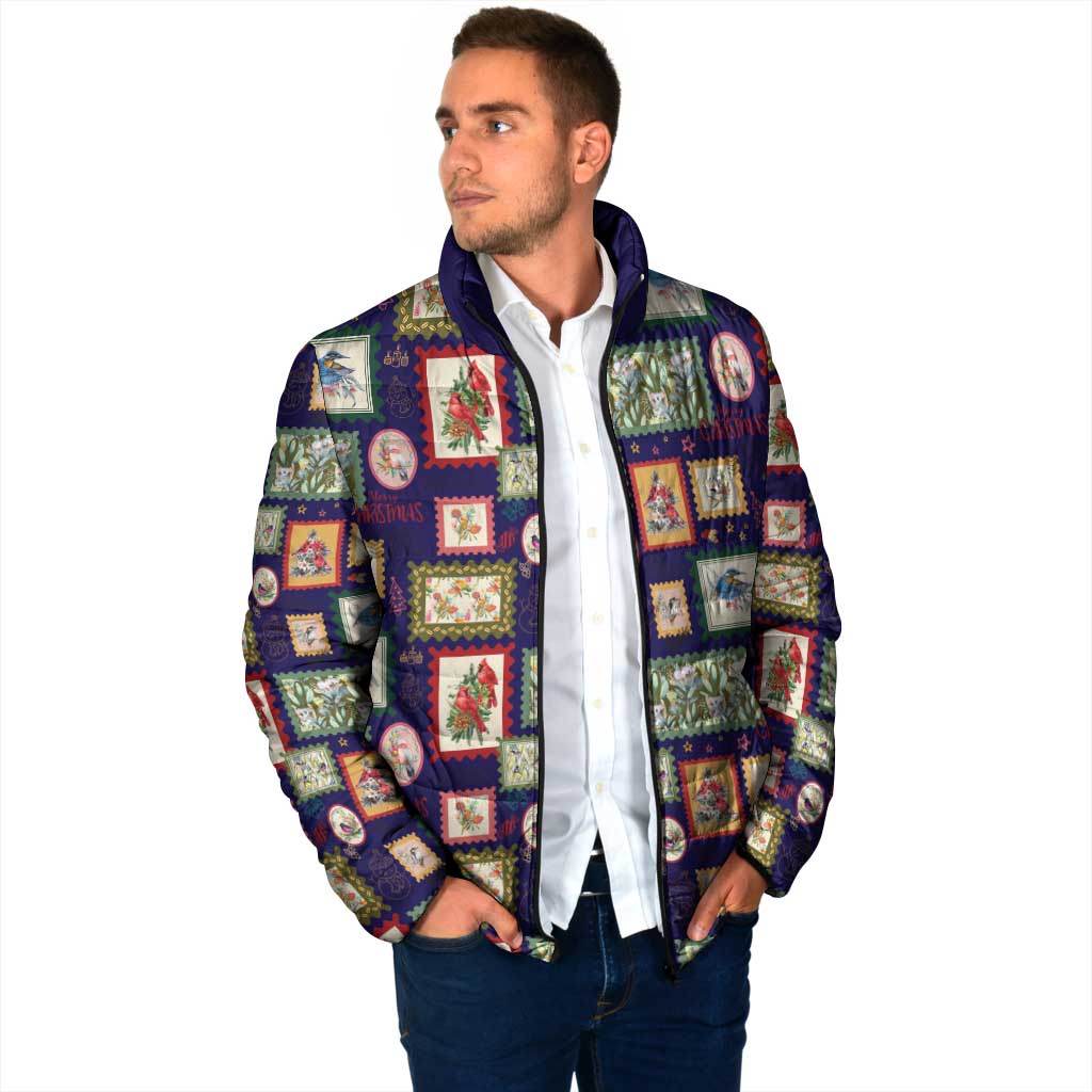 Aussie Birds Christmas La La Land Padded Jacket Navy Blue Vintage Stamp Edition - Aussie Hoodie