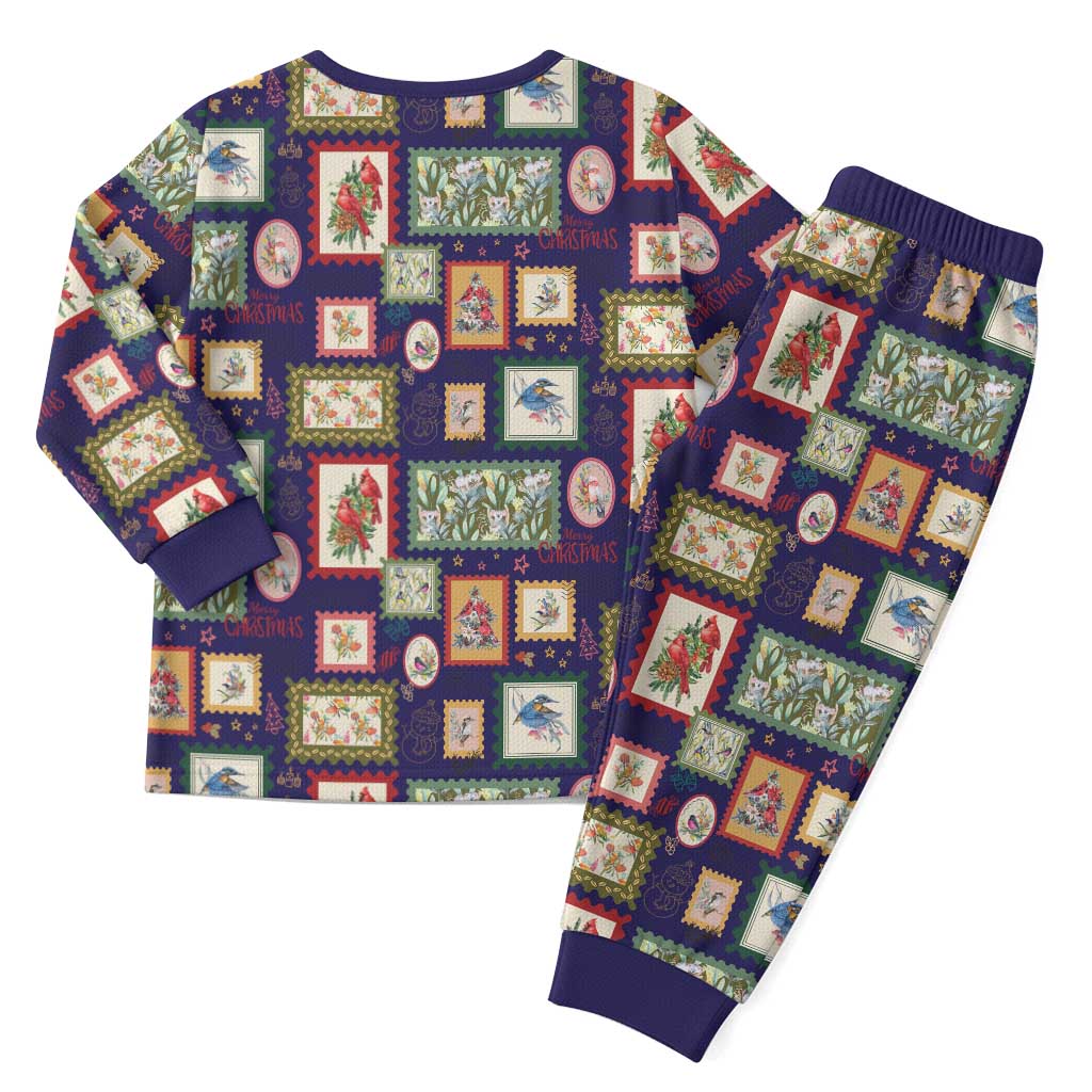 Aussie Birds Christmas La La Land Christmas Pajama Set Navy Blue Vintage Stamp Edition - Aussie Hoodie