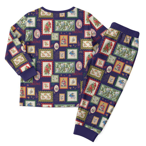 Aussie Birds Christmas La La Land Christmas Pajama Set Navy Blue Vintage Stamp Edition - Aussie Hoodie