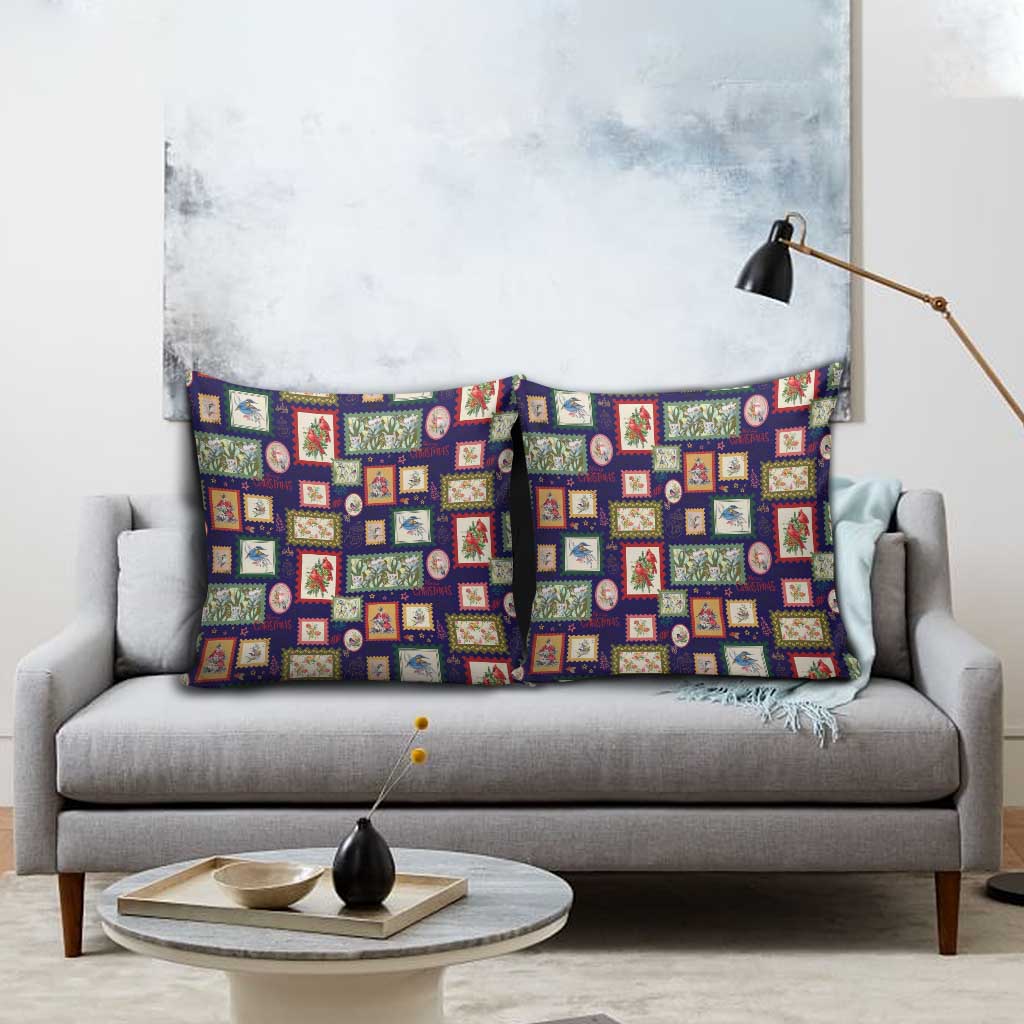 Aussie Birds Christmas La La Land Pillow Cover Navy Blue Vintage Stamp Edition - Aussie Hoodie