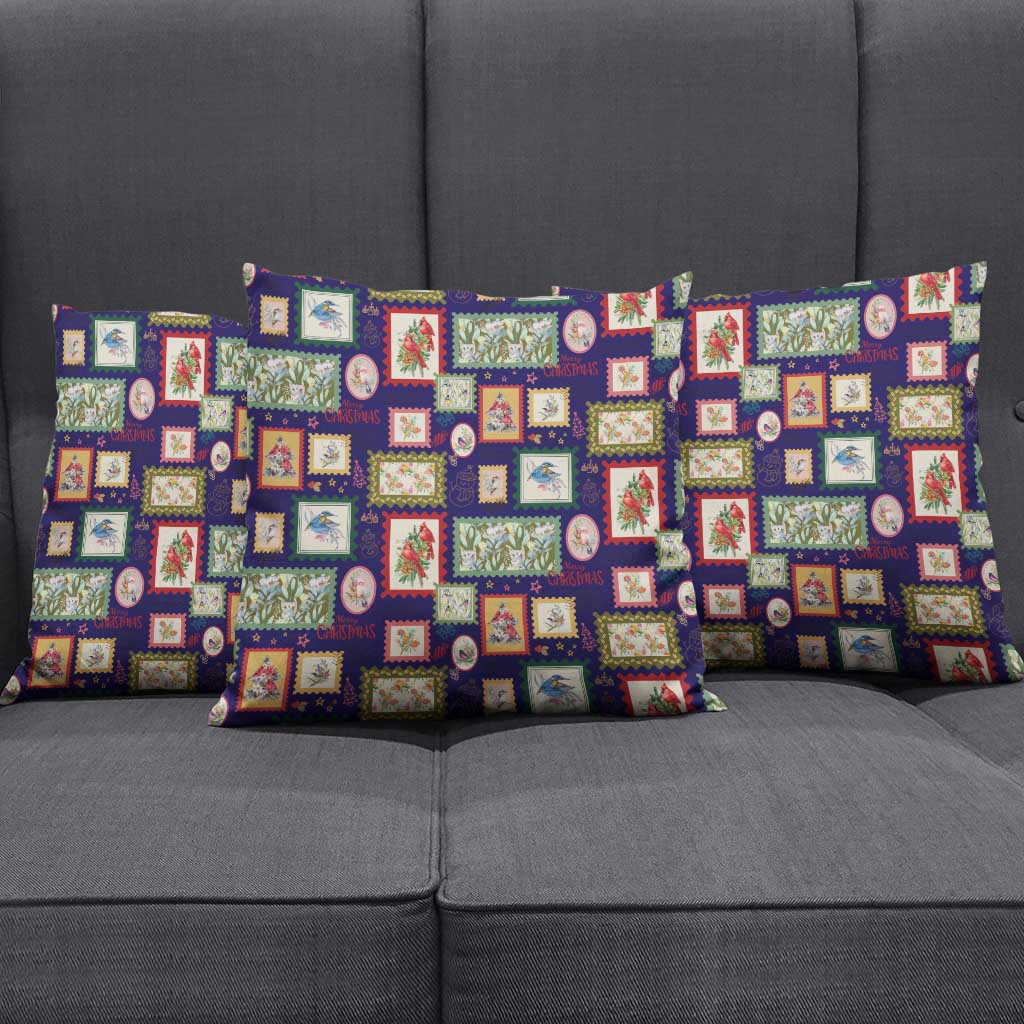 Aussie Birds Christmas La La Land Pillow Cover Navy Blue Vintage Stamp Edition - Aussie Hoodie