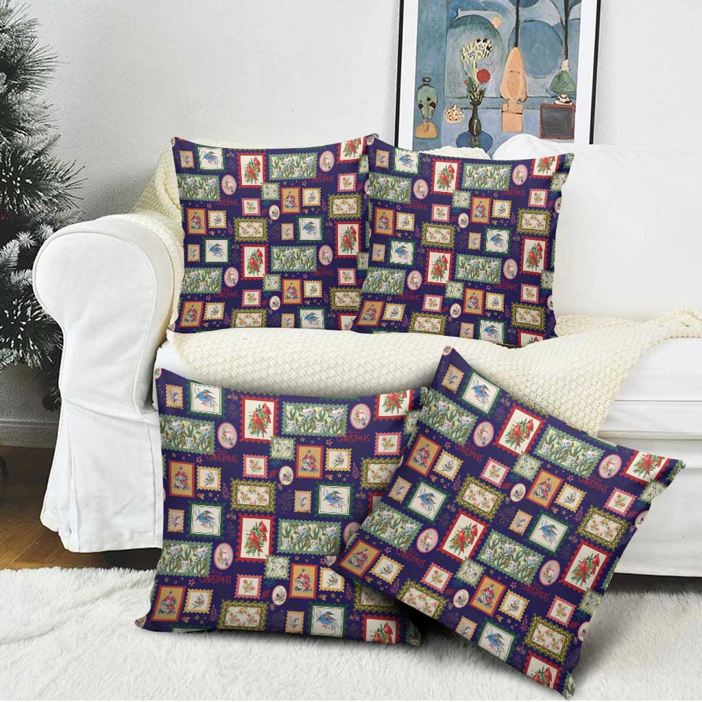 Aussie Birds Christmas La La Land Pillow Cover Navy Blue Vintage Stamp Edition - Aussie Hoodie