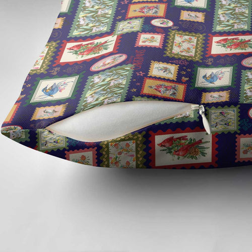 Aussie Birds Christmas La La Land Pillow Cover Navy Blue Vintage Stamp Edition - Aussie Hoodie