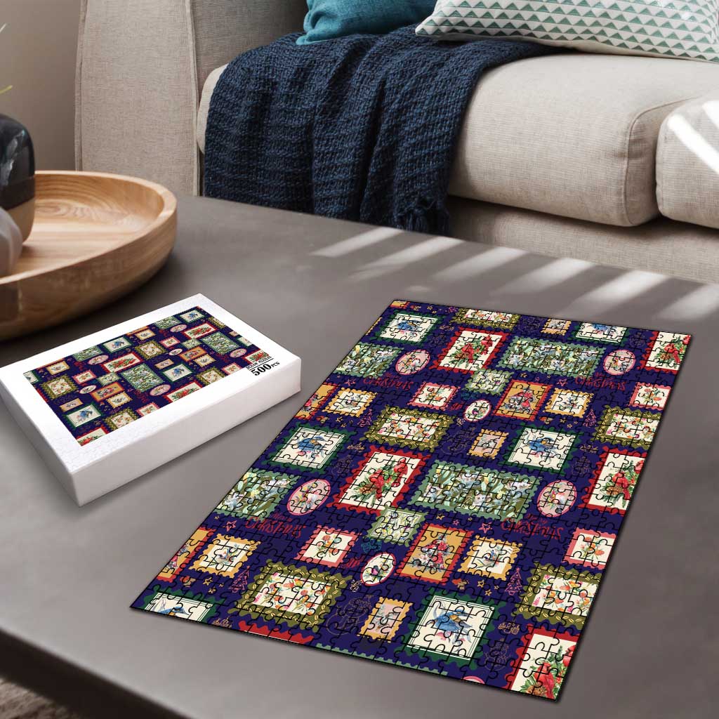 Aussie Birds Christmas La La Land Puzzle Navy Blue Vintage Stamp Edition - Aussie Hoodie