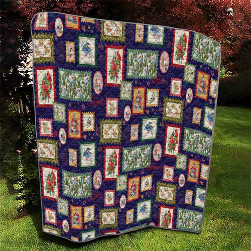 Aussie Birds Christmas La La Land Quilt Navy Blue Vintage Stamp Edition - Aussie Hoodie