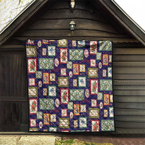Aussie Birds Christmas La La Land Quilt Navy Blue Vintage Stamp Edition - Aussie Hoodie