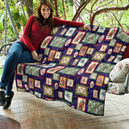 Aussie Birds Christmas La La Land Quilt Navy Blue Vintage Stamp Edition - Aussie Hoodie