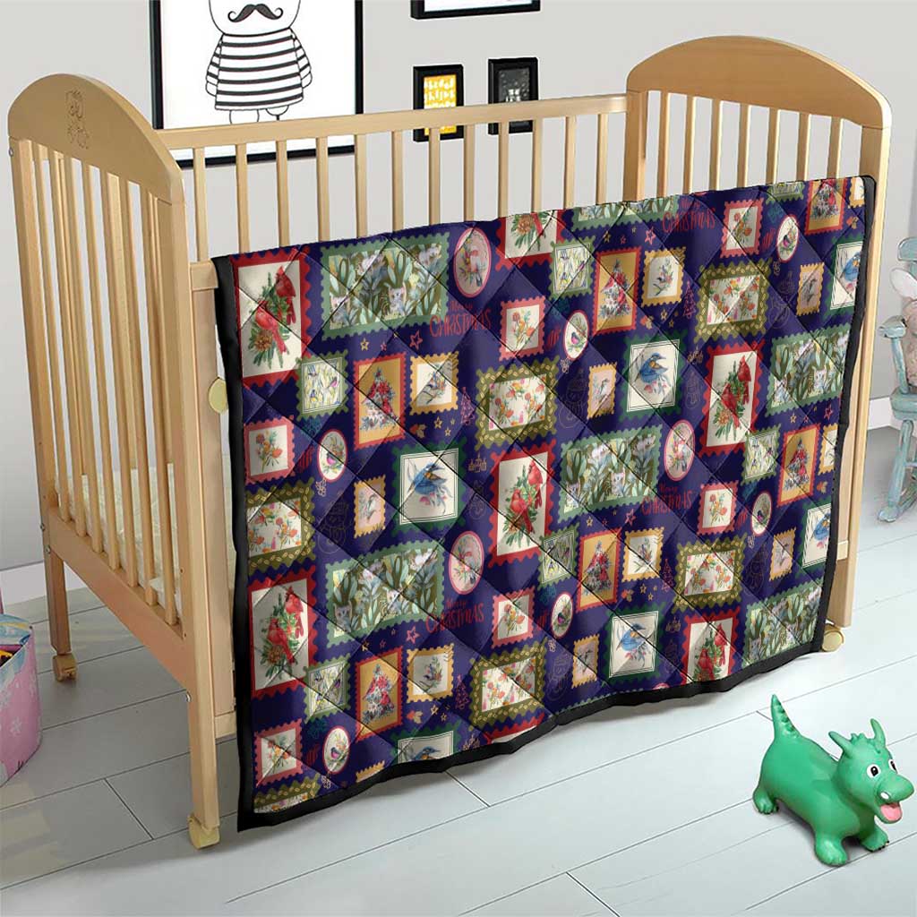 Aussie Birds Christmas La La Land Quilt Navy Blue Vintage Stamp Edition - Aussie Hoodie