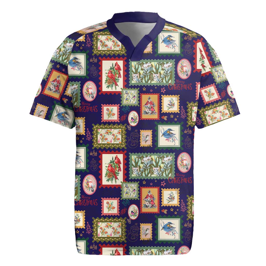Aussie Birds Christmas La La Land Rugby Jersey Navy Blue Vintage Stamp Edition - Aussie Hoodie
