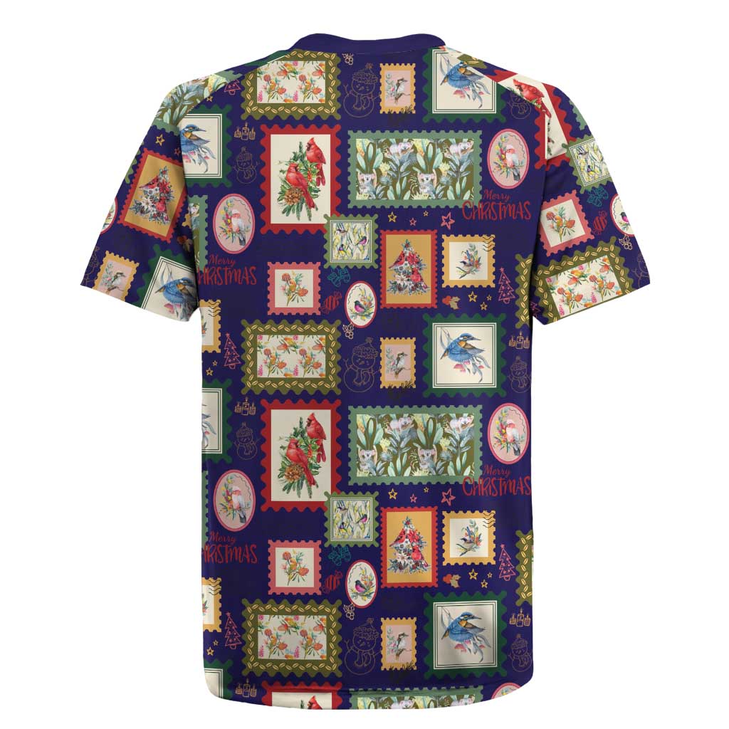 Aussie Birds Christmas La La Land Rugby Jersey Navy Blue Vintage Stamp Edition - Aussie Hoodie