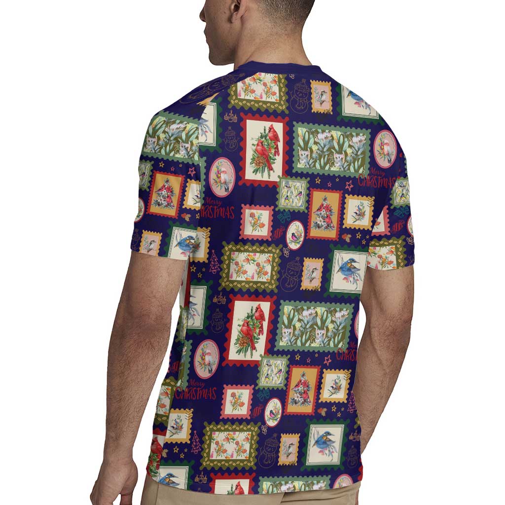 Aussie Birds Christmas La La Land Rugby Jersey Navy Blue Vintage Stamp Edition - Aussie Hoodie