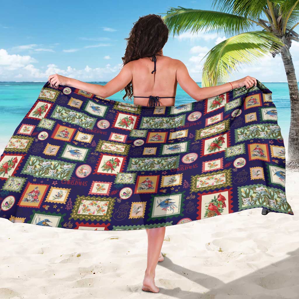 Aussie Birds Christmas La La Land Sarong Navy Blue Vintage Stamp Edition - Aussie Hoodie