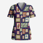 Aussie Birds Christmas La La Land Scrub Top Navy Blue Vintage Stamp Edition - Aussie Hoodie