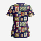 Aussie Birds Christmas La La Land Scrub Top Navy Blue Vintage Stamp Edition - Aussie Hoodie