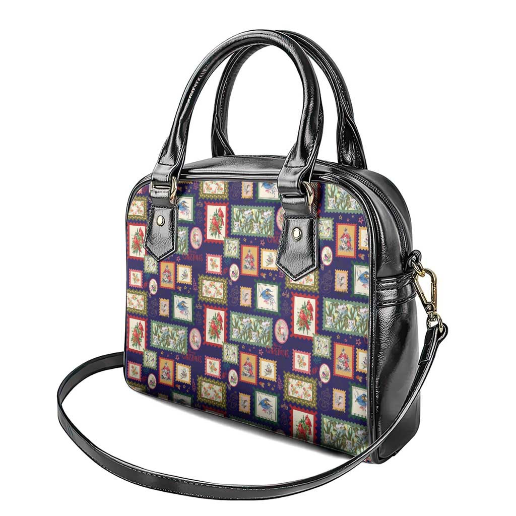 Aussie Birds Christmas La La Land Shoulder Handbag Navy Blue Vintage Stamp Edition - Aussie Hoodie