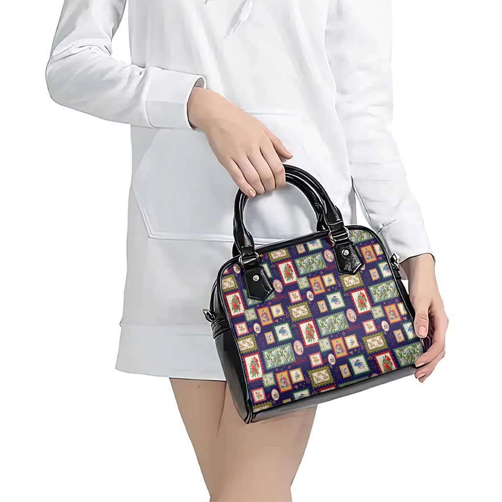 Aussie Birds Christmas La La Land Shoulder Handbag Navy Blue Vintage Stamp Edition - Aussie Hoodie