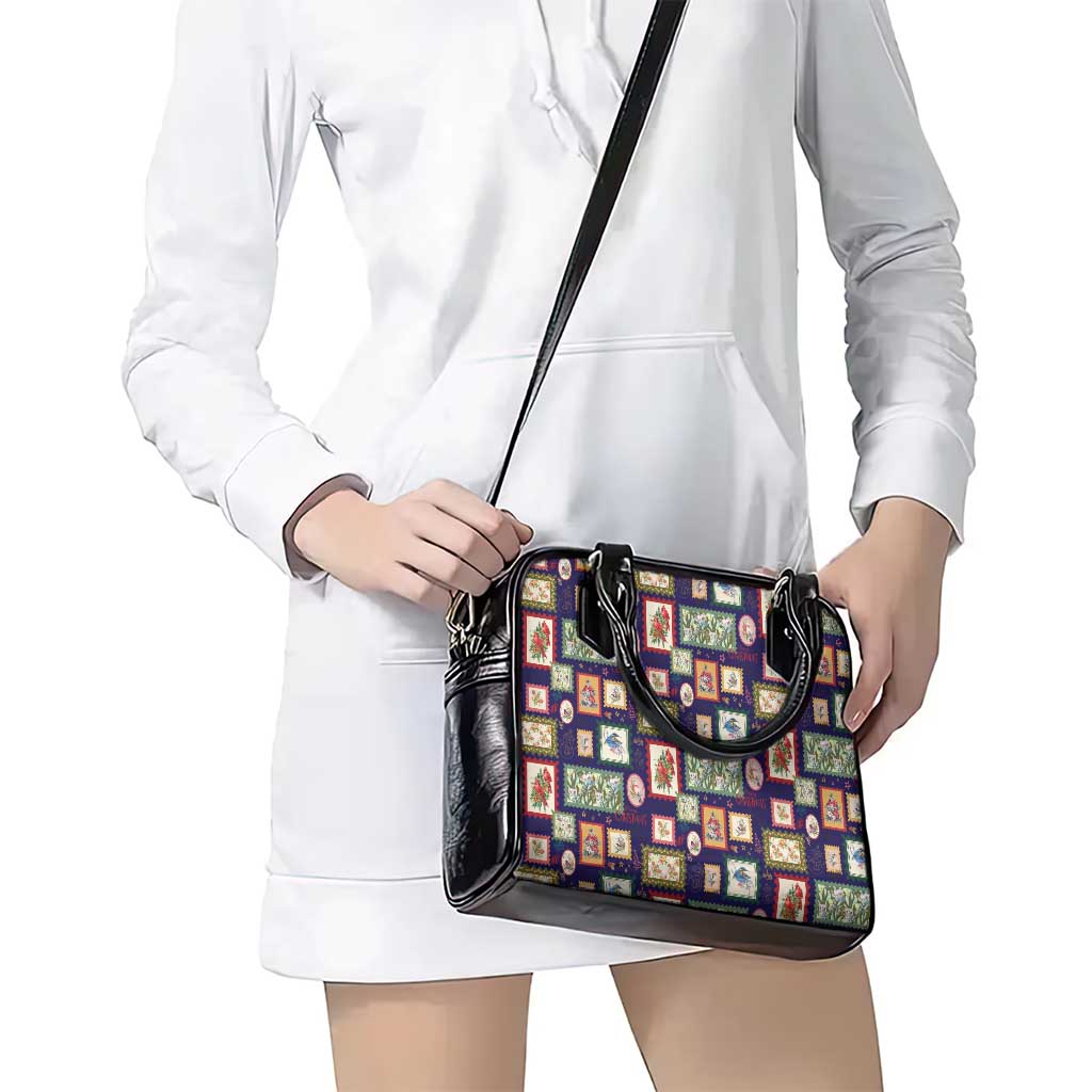 Aussie Birds Christmas La La Land Shoulder Handbag Navy Blue Vintage Stamp Edition - Aussie Hoodie