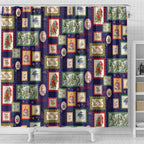 Aussie Birds Christmas La La Land Shower Curtain Navy Blue Vintage Stamp Edition - Aussie Hoodie