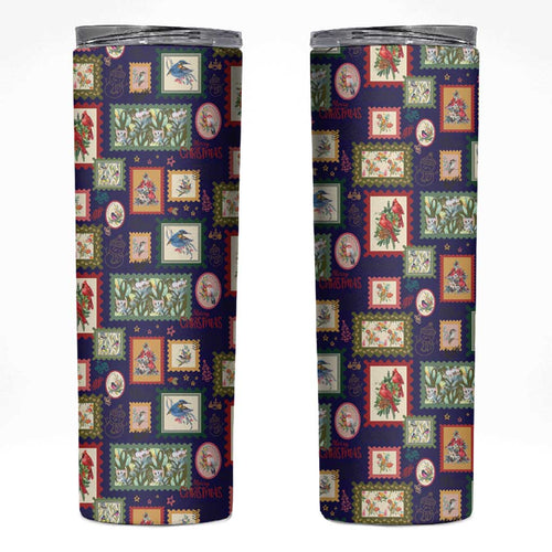 Aussie Birds Christmas La La Land Skinny Tumbler Navy Blue Vintage Stamp Edition - Aussie Hoodie