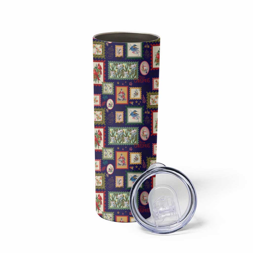Aussie Birds Christmas La La Land Skinny Tumbler Navy Blue Vintage Stamp Edition - Aussie Hoodie
