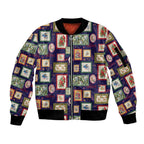 Aussie Birds Christmas La La Land Sleeve Zip Bomber Jacket Navy Blue Vintage Stamp Edition - Aussie Hoodie