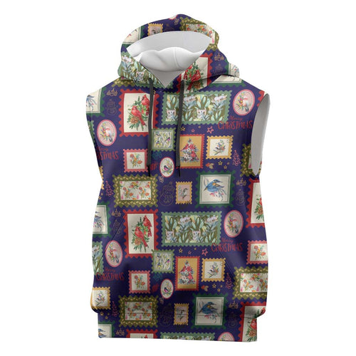 Aussie Birds Christmas La La Land Sleeveless Hoodie Navy Blue Vintage Stamp Edition - Aussie Hoodie