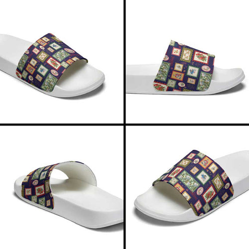 Aussie Birds Christmas La La Land Slide Sandals Navy Blue Vintage Stamp Edition - Aussie Hoodie
