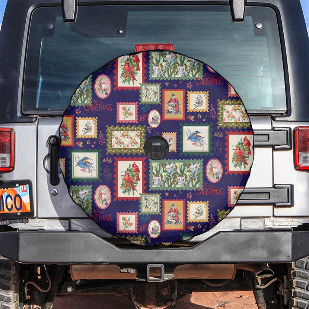 Aussie Birds Christmas La La Land Spare Tire Cover Navy Blue Vintage Stamp Edition - Aussie Hoodie