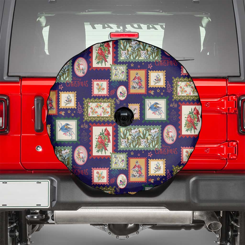 Aussie Birds Christmas La La Land Spare Tire Cover Navy Blue Vintage Stamp Edition - Aussie Hoodie