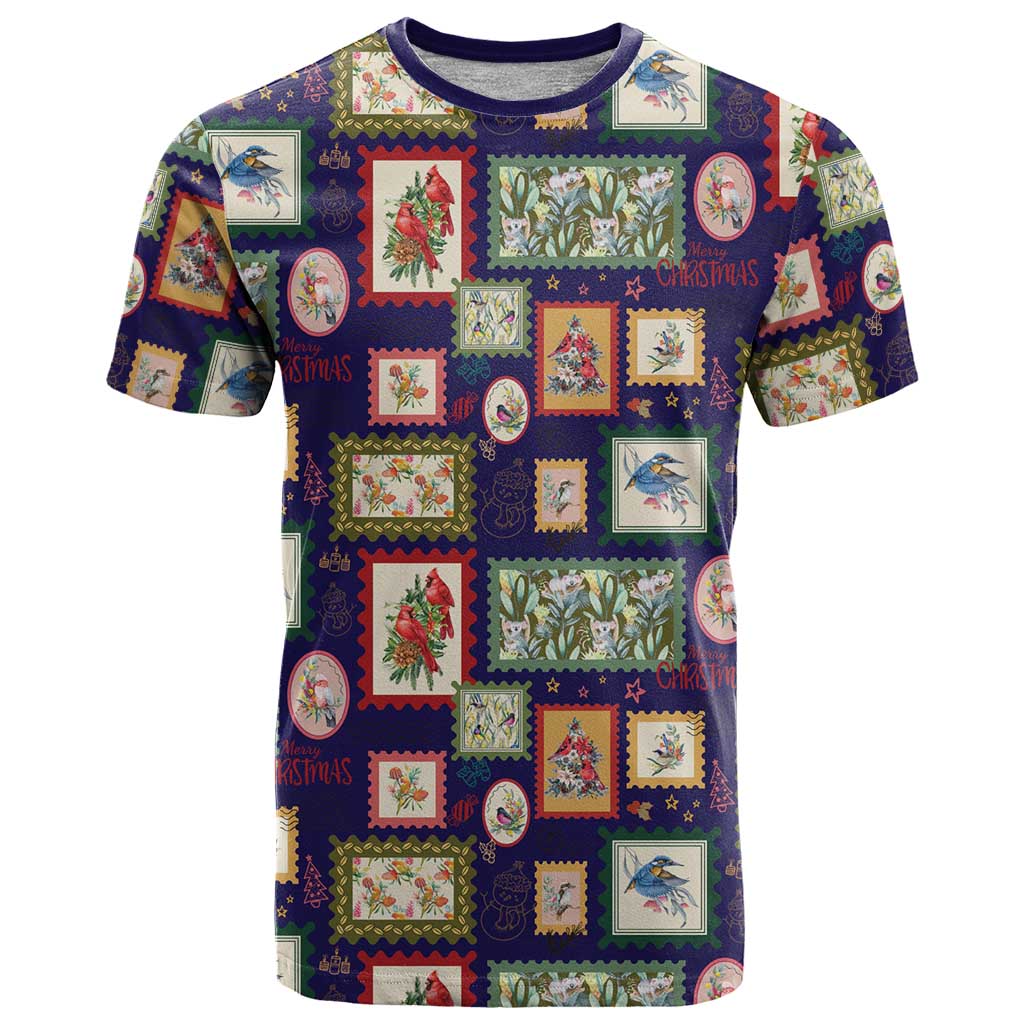Aussie Birds Christmas La La Land T Shirt Navy Blue Vintage Stamp Edition - Aussie Hoodie