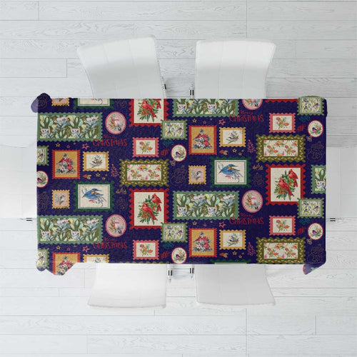 Aussie Birds Christmas La La Land Tablecloth Navy Blue Vintage Stamp Edition - Aussie Hoodie