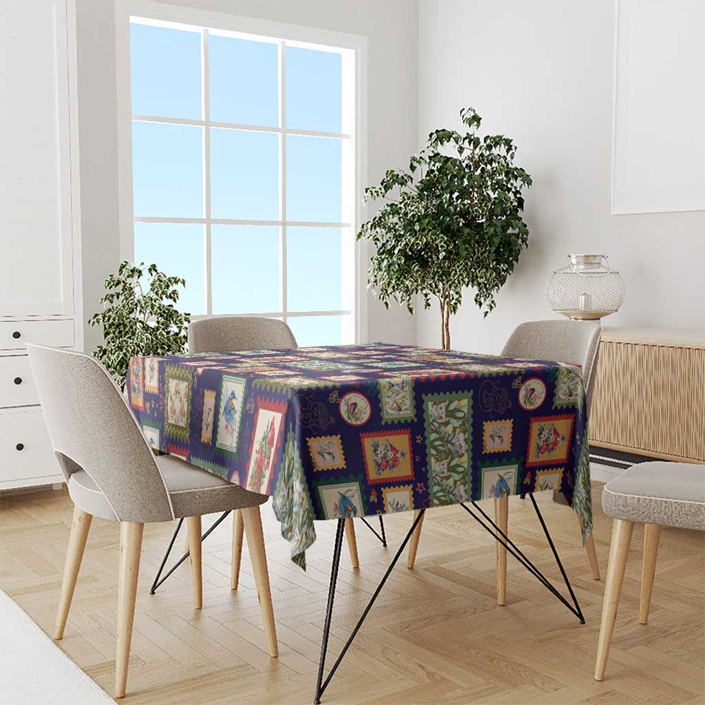 Aussie Birds Christmas La La Land Tablecloth Navy Blue Vintage Stamp Edition - Aussie Hoodie