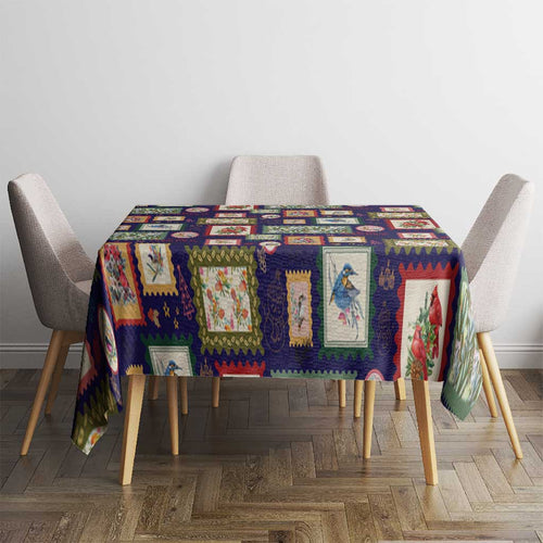 Aussie Birds Christmas La La Land Tablecloth Navy Blue Vintage Stamp Edition - Aussie Hoodie
