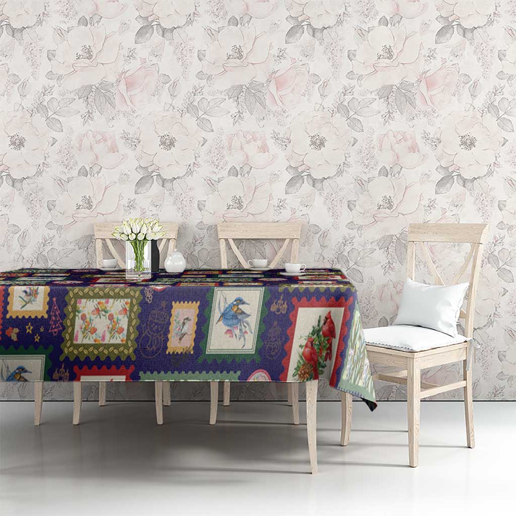 Aussie Birds Christmas La La Land Tablecloth Navy Blue Vintage Stamp Edition - Aussie Hoodie