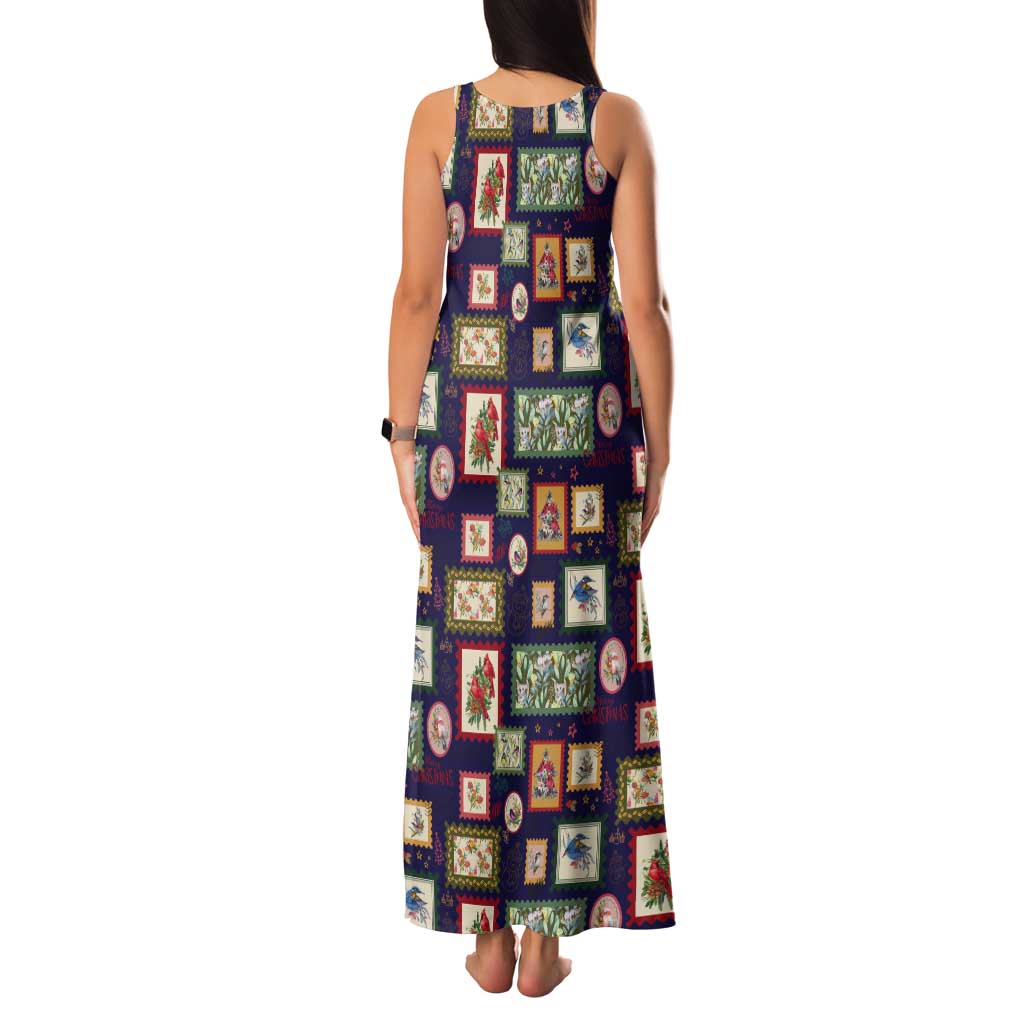 Aussie Birds Christmas La La Land Tank Maxi Dress Navy Blue Vintage Stamp Edition - Aussie Hoodie