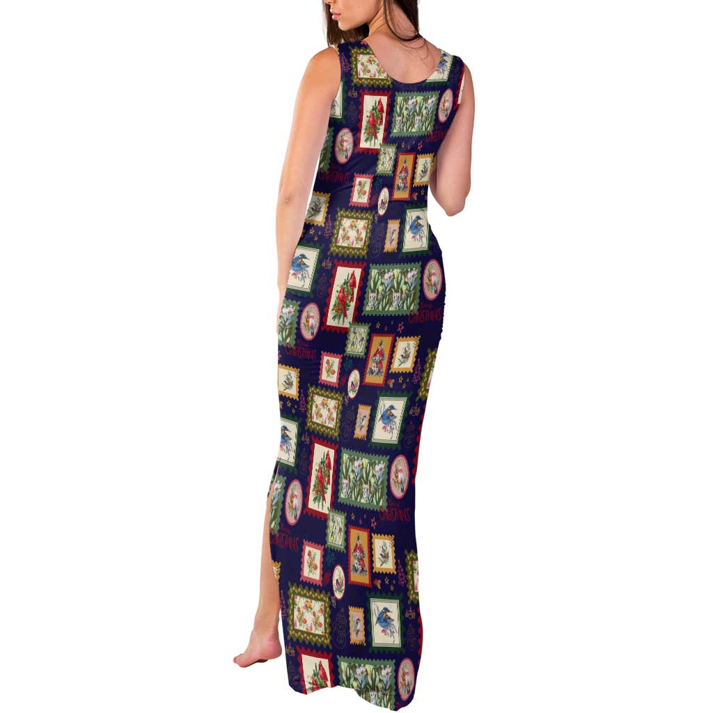 Aussie Birds Christmas La La Land Tank Maxi Dress Navy Blue Vintage Stamp Edition - Aussie Hoodie
