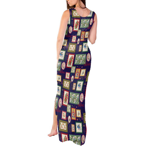 Aussie Birds Christmas La La Land Tank Maxi Dress Navy Blue Vintage Stamp Edition - Aussie Hoodie