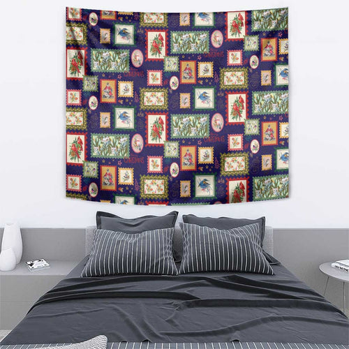 Aussie Birds Christmas La La Land Tapestry Navy Blue Vintage Stamp Edition - Aussie Hoodie