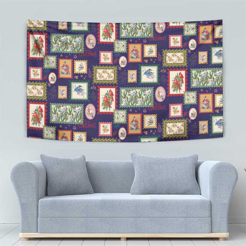 Aussie Birds Christmas La La Land Tapestry Navy Blue Vintage Stamp Edition - Aussie Hoodie