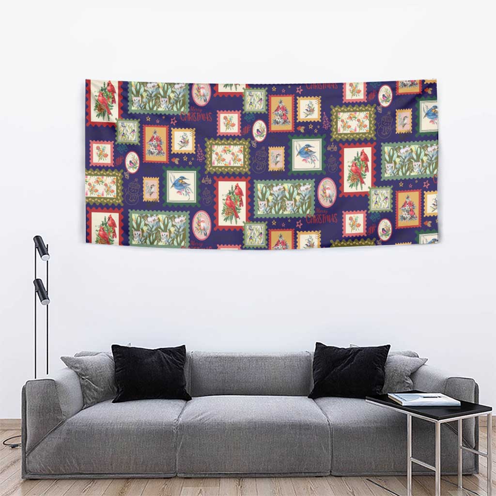 Aussie Birds Christmas La La Land Tapestry Navy Blue Vintage Stamp Edition - Aussie Hoodie