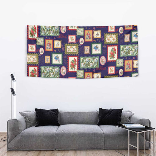 Aussie Birds Christmas La La Land Tapestry Navy Blue Vintage Stamp Edition - Aussie Hoodie
