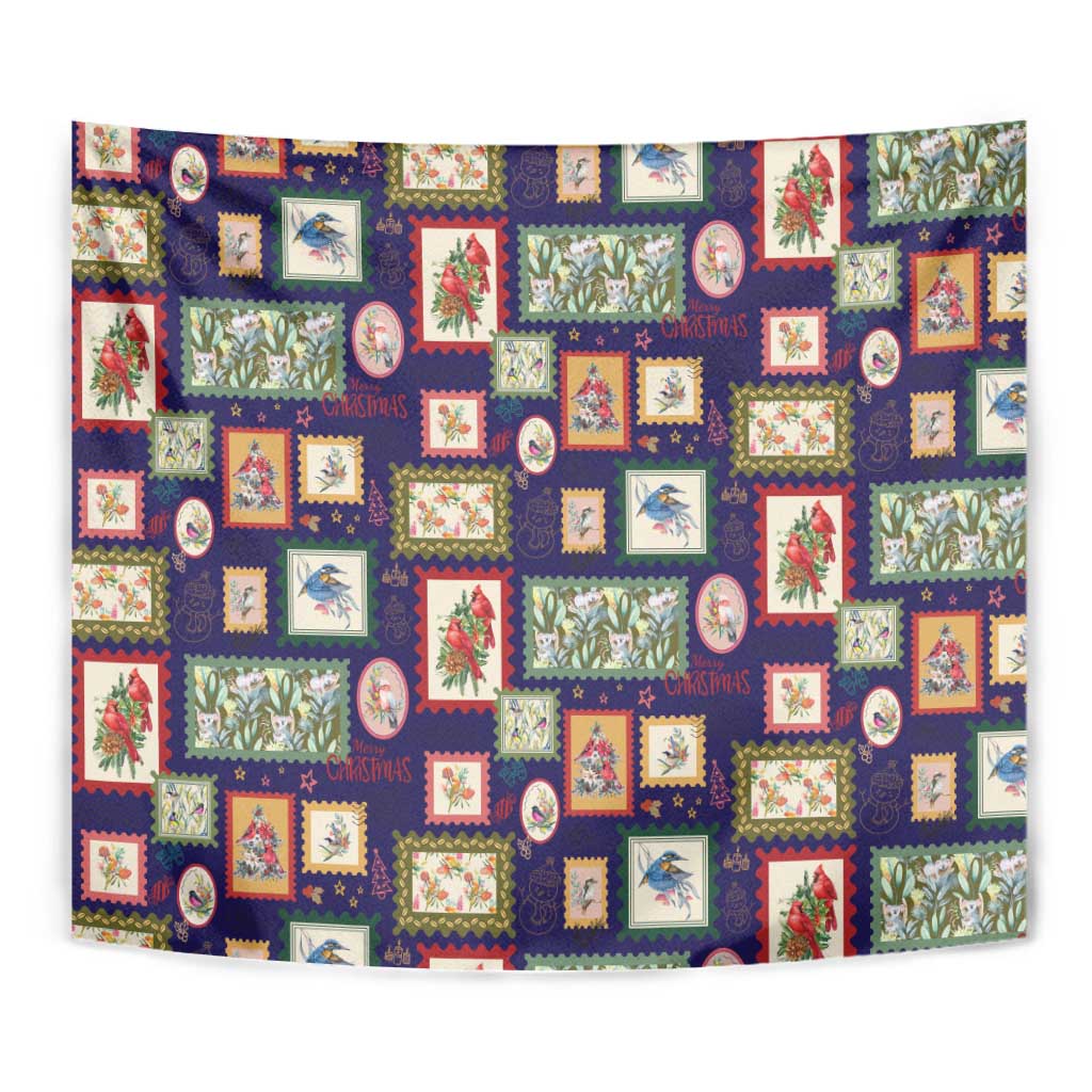 Aussie Birds Christmas La La Land Tapestry Navy Blue Vintage Stamp Edition - Aussie Hoodie