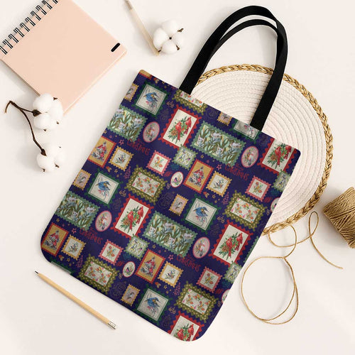Aussie Birds Christmas La La Land Tote Bag Navy Blue Vintage Stamp Edition - Aussie Hoodie