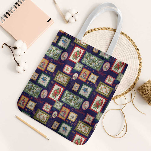 Aussie Birds Christmas La La Land Tote Bag Navy Blue Vintage Stamp Edition - Aussie Hoodie