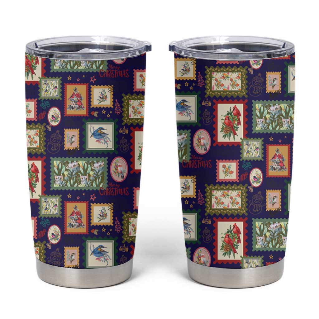Aussie Birds Christmas La La Land Tumbler Cup Navy Blue Vintage Stamp Edition - Aussie Hoodie