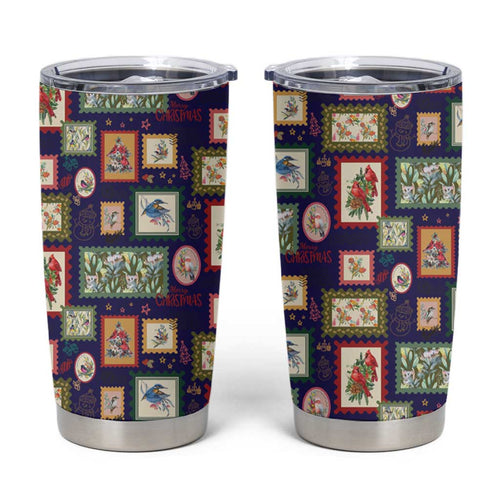Aussie Birds Christmas La La Land Tumbler Cup Navy Blue Vintage Stamp Edition - Aussie Hoodie