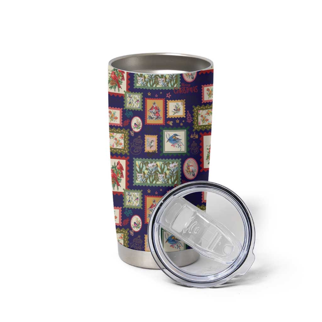 Aussie Birds Christmas La La Land Tumbler Cup Navy Blue Vintage Stamp Edition - Aussie Hoodie
